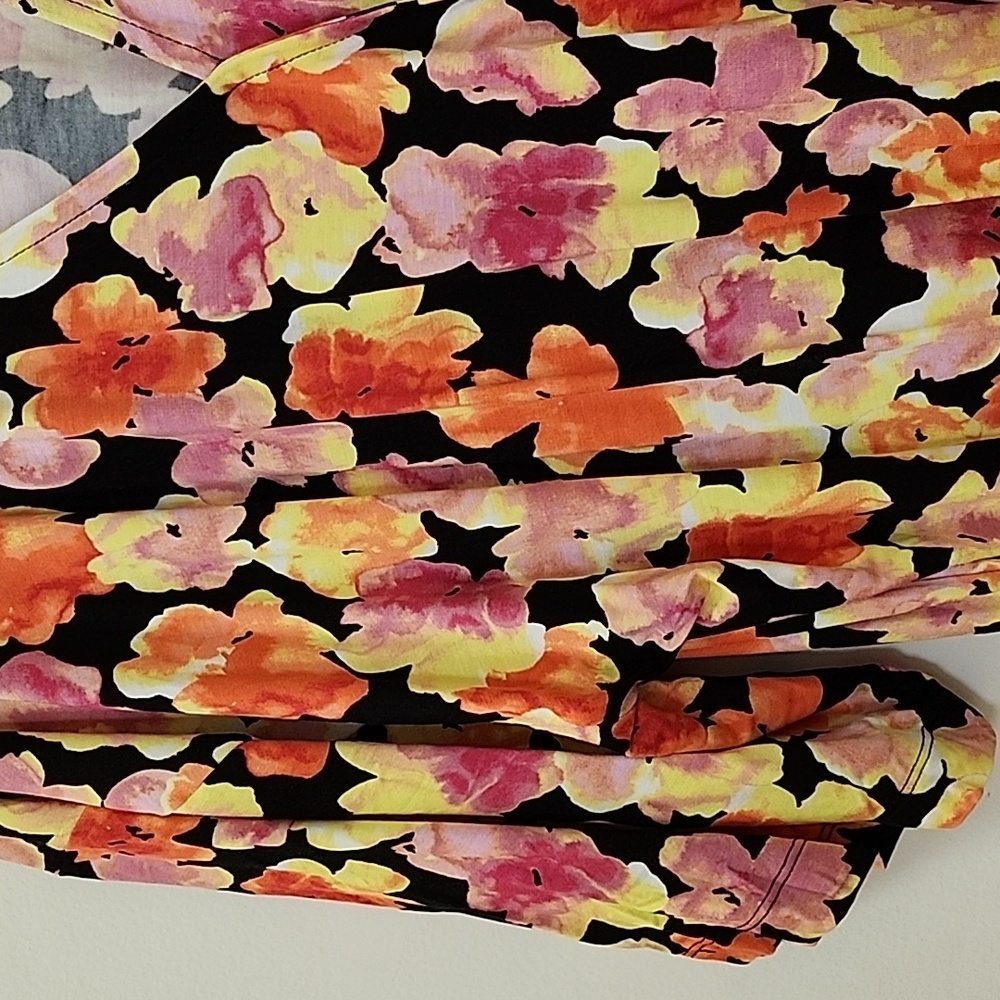 J Jason Wu Knit Printed Floral Wrap Dress Blackpink Orange  Floral Size XL - Picture 11 of 16